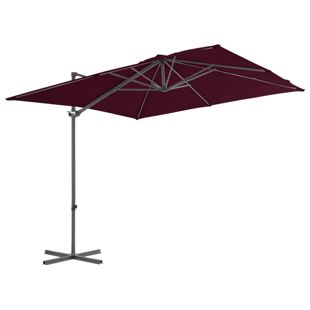 Helloshop26 - Parasol déporté avec mât en acier 250 x 250 cm rouge bordeaux - Imagen 2