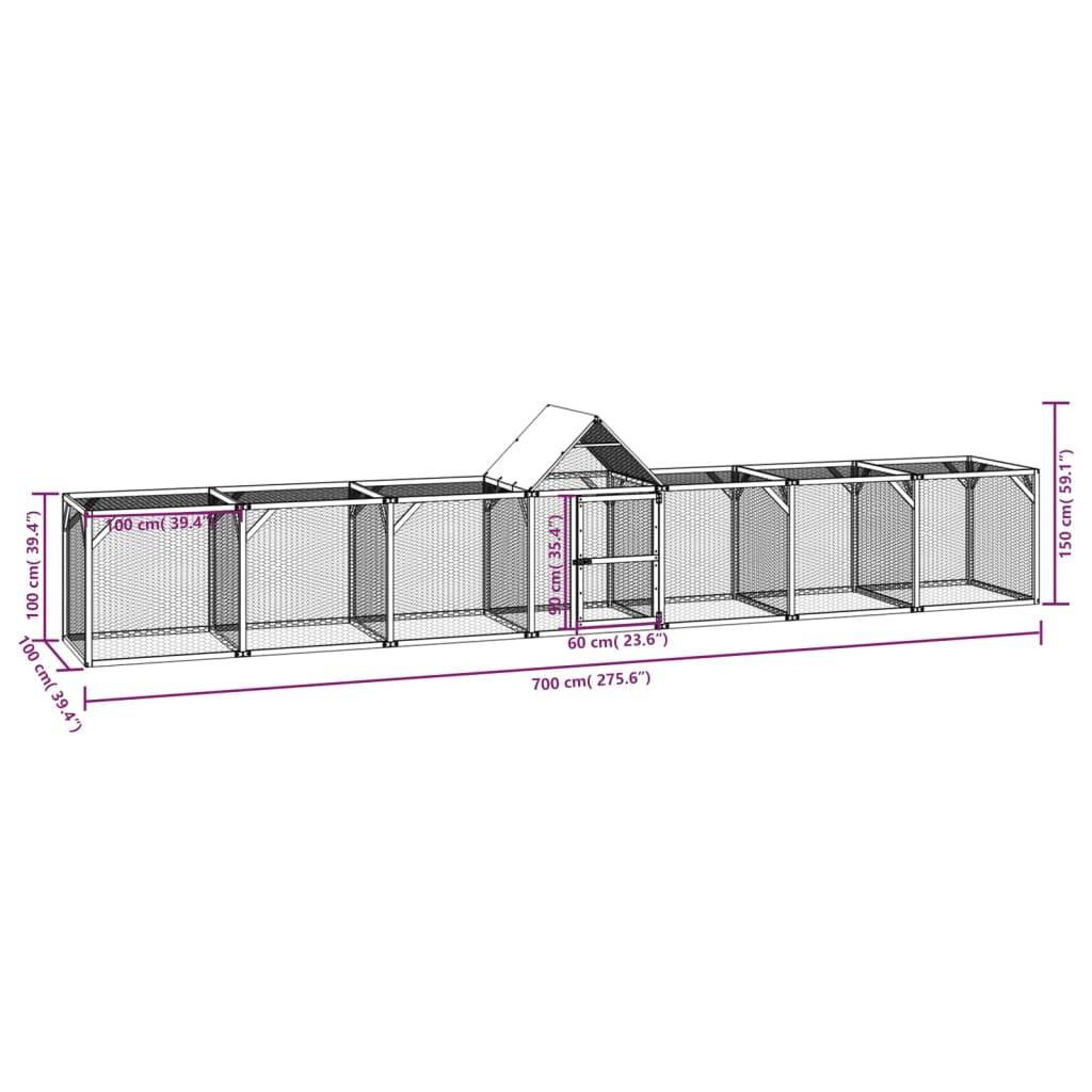 Vidaxl - Poulailler 700x100x150 cm Bois de pin massif imprégné vidaXL 3102984 - Imagen 3