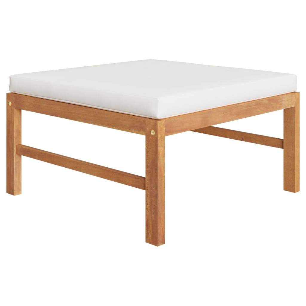Helloshop26 - Salon de jardin meuble d'extérieur ensemble de mobilier 6 pièces avec coussins crème bois de teck solide - Imagen 4