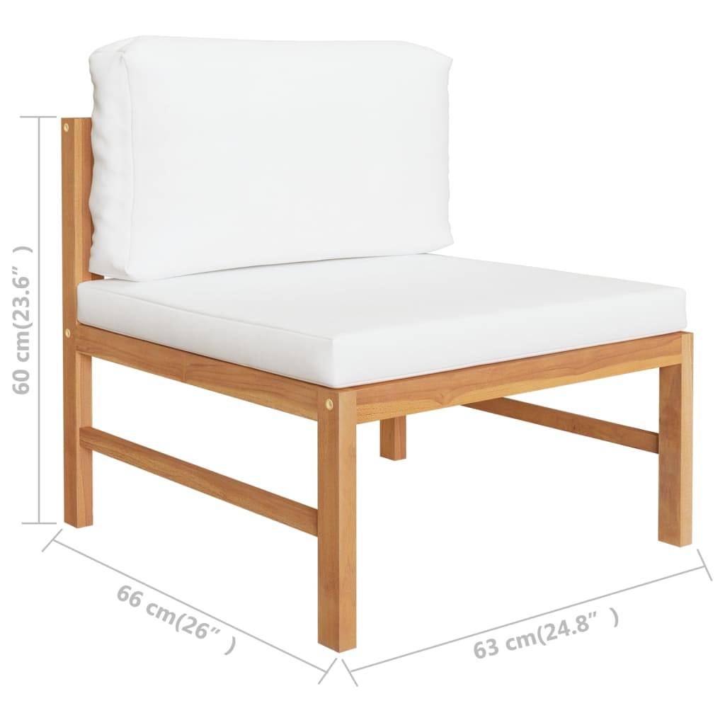 Helloshop26 - Salon de jardin meuble d'extérieur ensemble de mobilier 6 pièces avec coussins crème bois de teck solide - Imagen 6