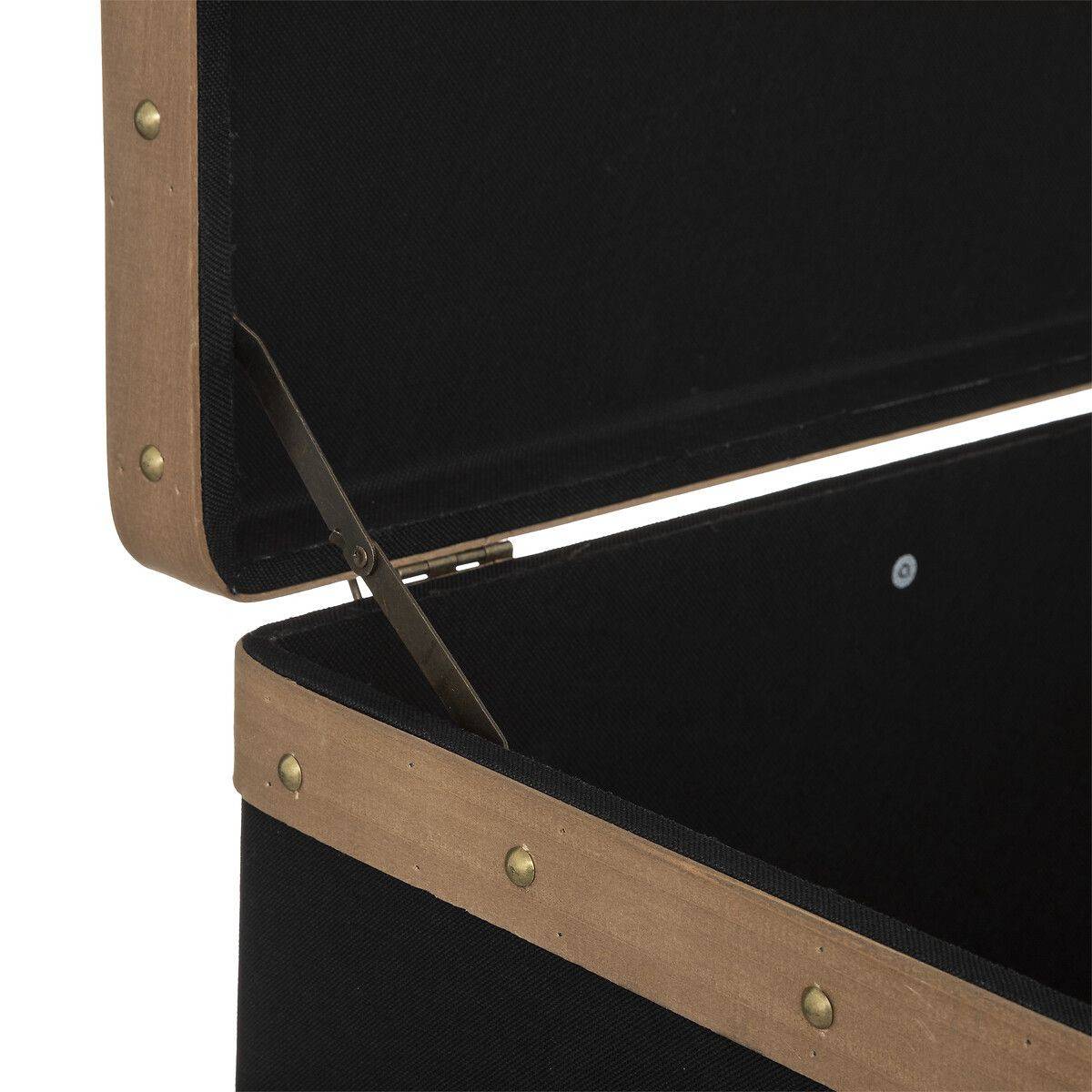 Set de 3 Malles de rangement déco en Bois et Lin noir - Imagen 5