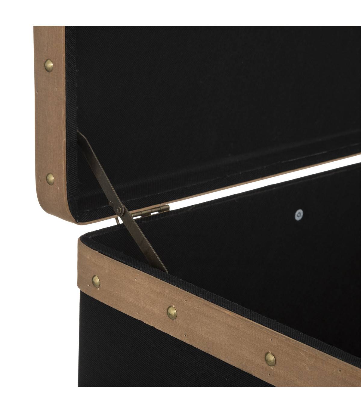 Set de 3 Malles de rangement déco en Bois et Lin noir - Imagen 4
