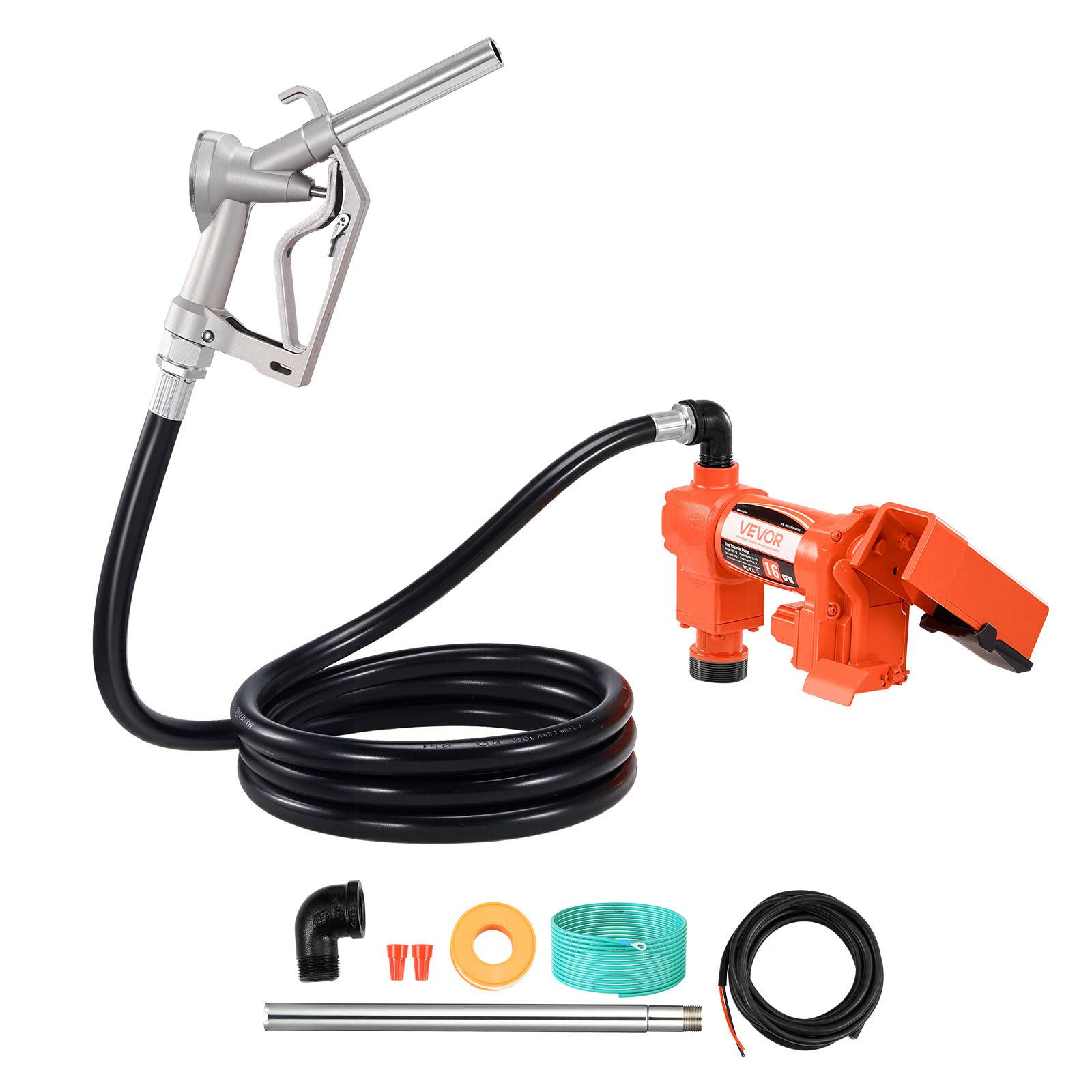 VEVOR Pompe Transfert Carburant Essence Diesel 12 V CC 60,5 L/min Tuyau et Buse - Image 9