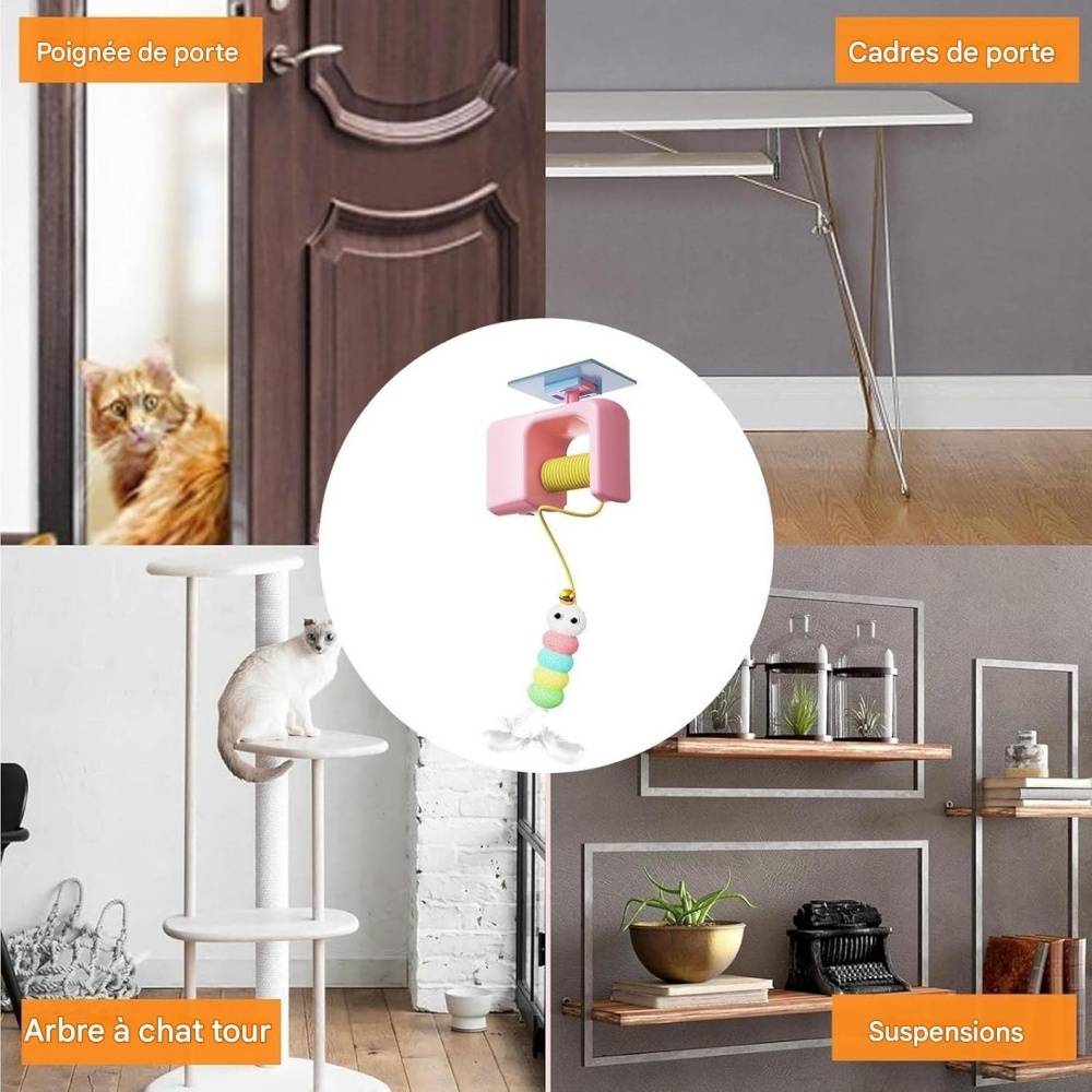 Jouet Pour Chats Et Chatons Suspendu à Porte avec Levage Électrique et Installation Facile Rose - Lytech - Image 4