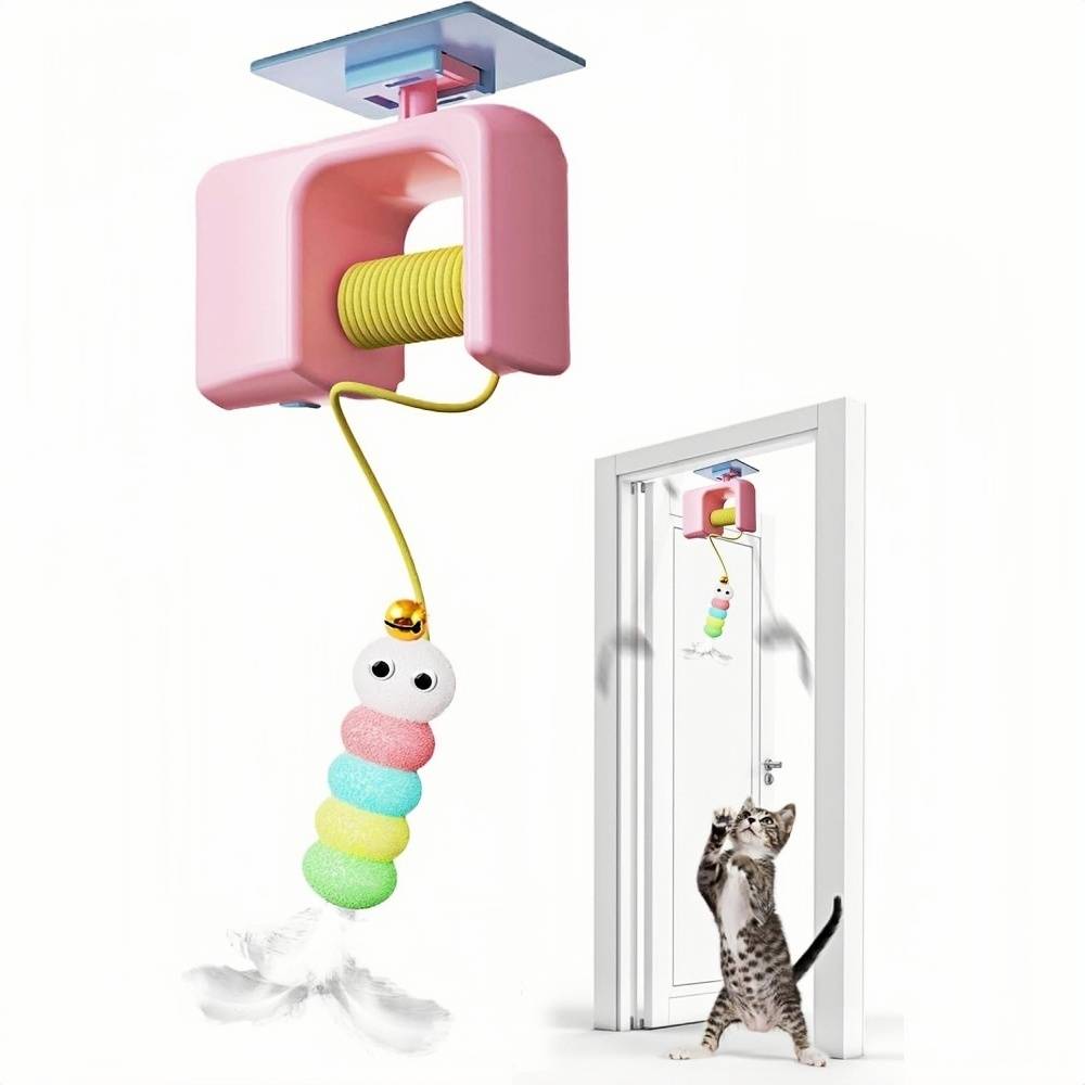 Jouet Pour Chats Et Chatons Suspendu à Porte avec Levage Électrique et Installation Facile Rose - Lytech