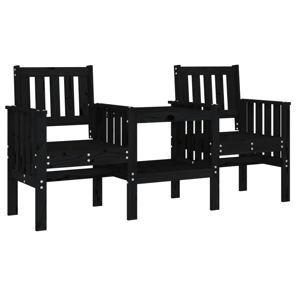 Maison Chic - Banc de jardin - Banc d'extérieur - Banquette avec table 2 places noir bois massif de pin-JU13922 - Imagen 1