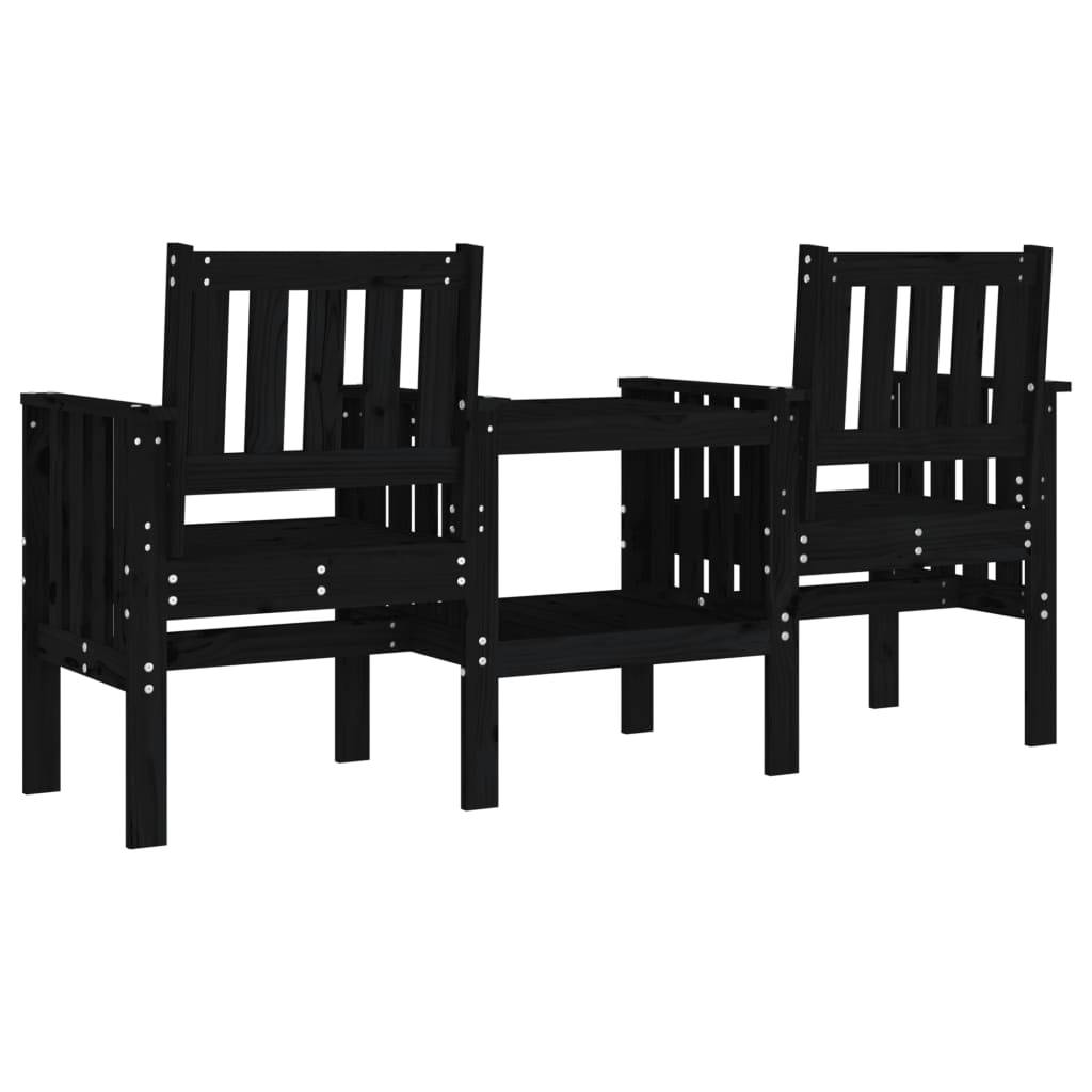Maison Chic - Banc de jardin - Banc d'extérieur - Banquette avec table 2 places noir bois massif de pin-JU13922 - Imagen 5