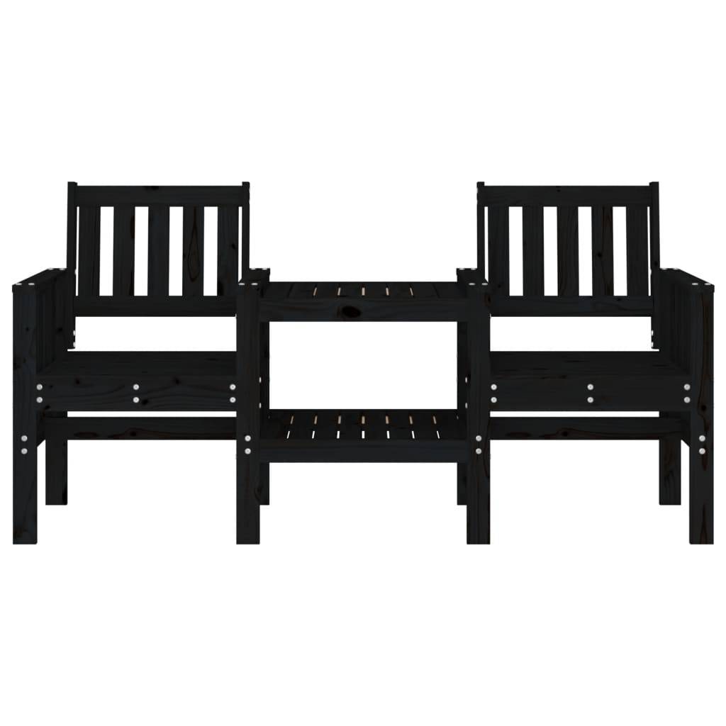 Maison Chic - Banc de jardin - Banc d'extérieur - Banquette avec table 2 places noir bois massif de pin-JU13922 - Imagen 3