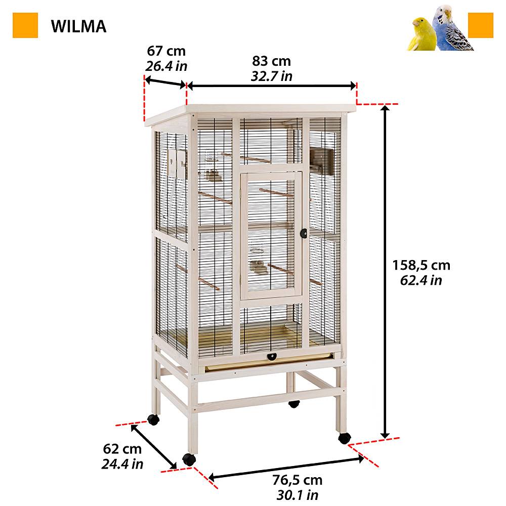 Ferplast - Ferplast Volière pour Oiseaux en bois FSC WILMA, Grande cage pour Canaris Perruches, Petits oiseaux exotiques, Accessoires inclus - Imagen 2