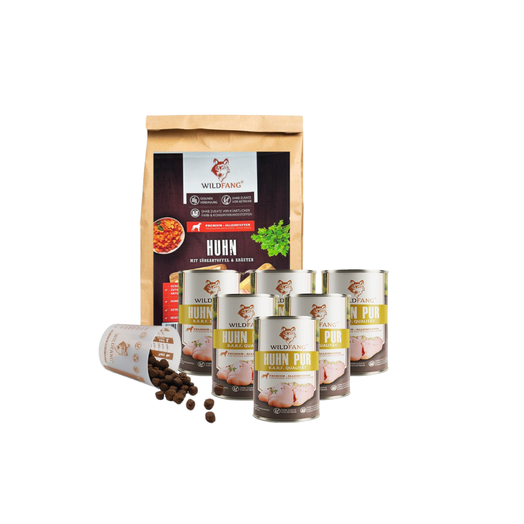 Wildfang - Wildfang — Aliment pour poulets adultes sans céréales - 2 kg d'aliment sec et 6 sachets de 400 g d'aliment humide - Image 1
