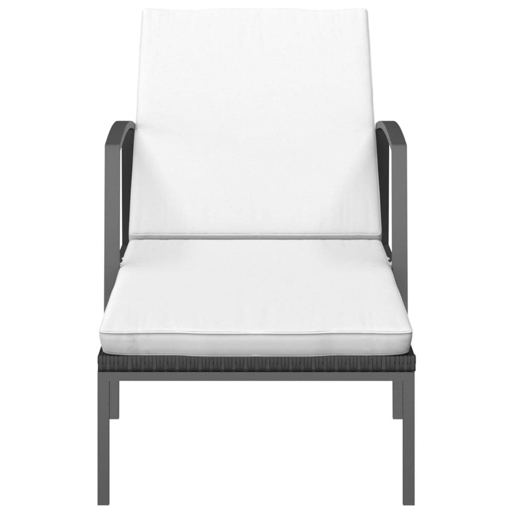Helloshop26 - Transat chaise longue bain de soleil lit de jardin terrasse meuble d'extérieur avec coussin résine tressée noir - Imagen 2