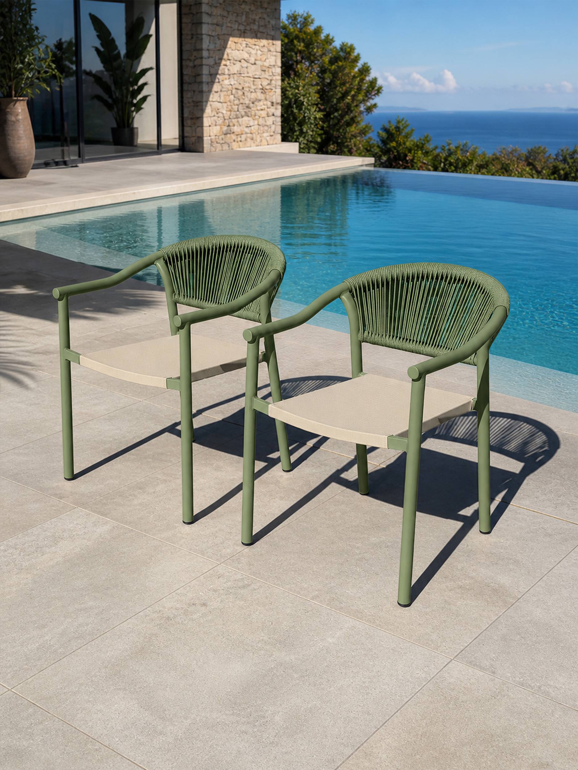 Dcb Garden - Lot de 2 fauteuils de jardin - Vert olive - SUMBA - Image 1