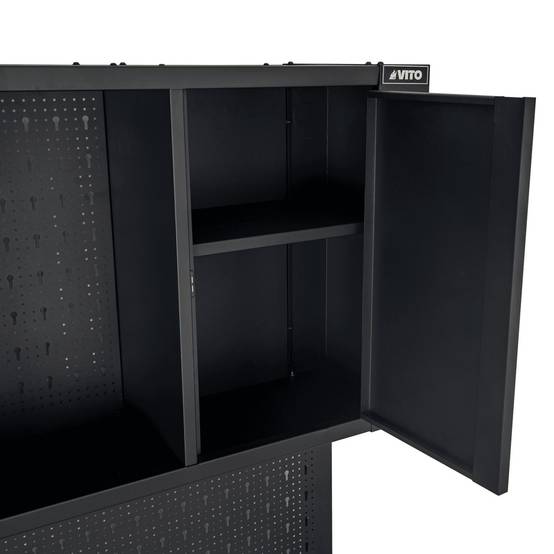 Etabli d'Atelier Garage avec Armoire de Rangement - Plan de travail Bois 2 Armoires 3 tiroirs Panneau perforé Charge 500kg VITO - Image 8