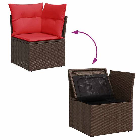 ComfortXL - Salon de jardin modulable 8 pcs résine tressée avec coussins bleus et rangement Marron – ComfortXL Outdoor Living - Image 8