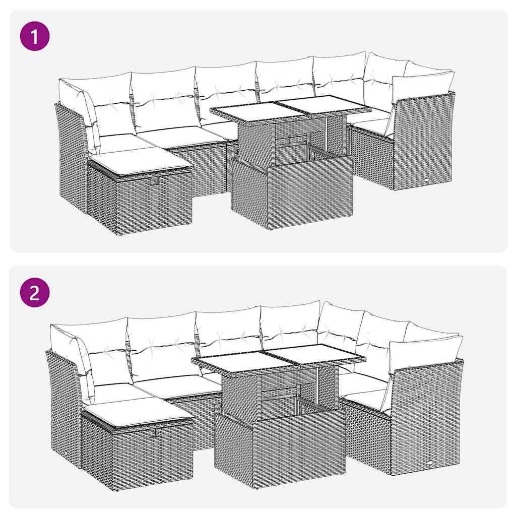 ComfortXL - Salon de jardin modulable 8 pcs résine tressée avec coussins bleus et rangement Marron – ComfortXL Outdoor Living - Image 3