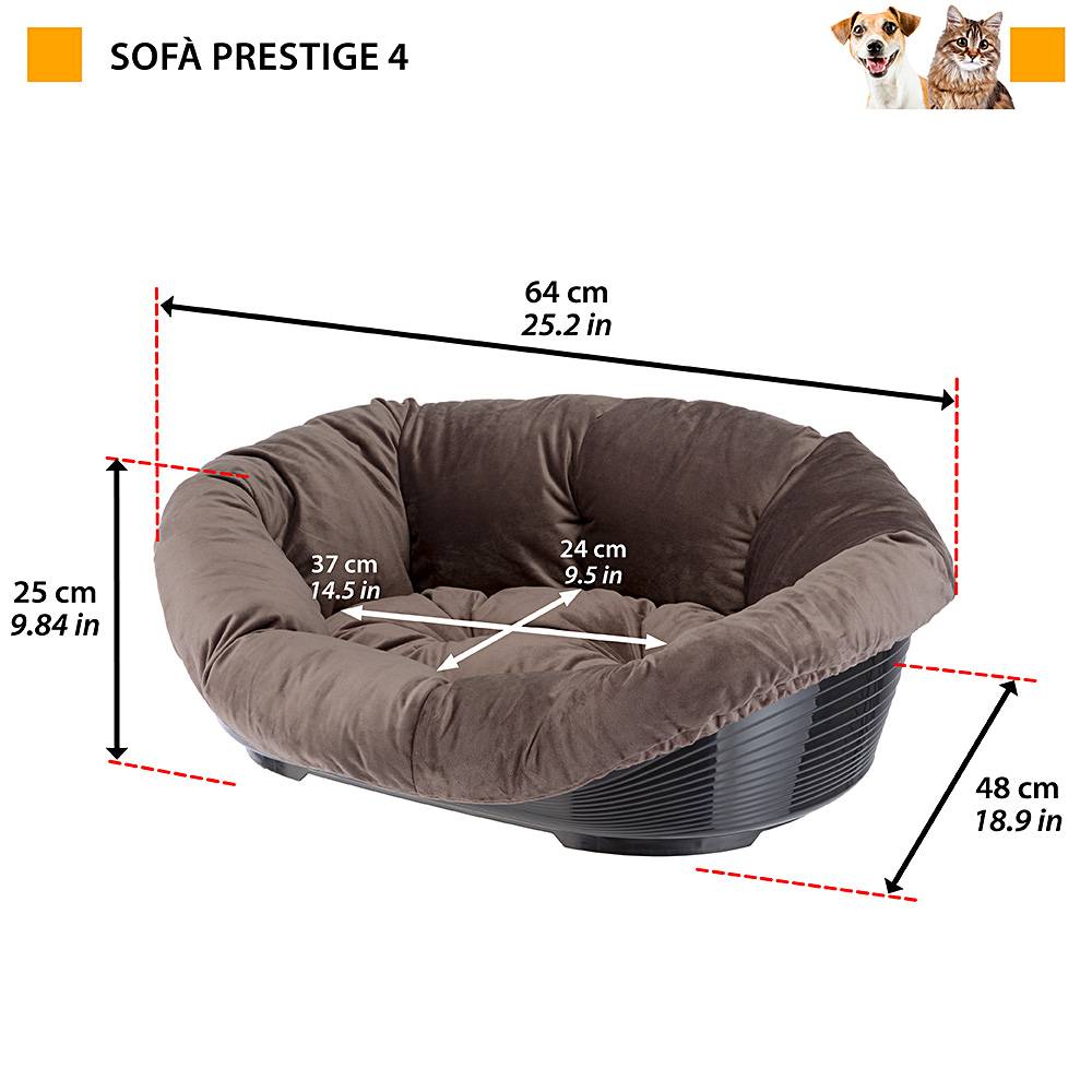 Ferplast - Ferplast Panier Chien et Chat avec Coussin SOFA' PRESTIGE 4 en Velours, Lavable, Lit pour Chien et Chat Intérieur Rembourré, Corbeille en Plastique, - Imagen 2
