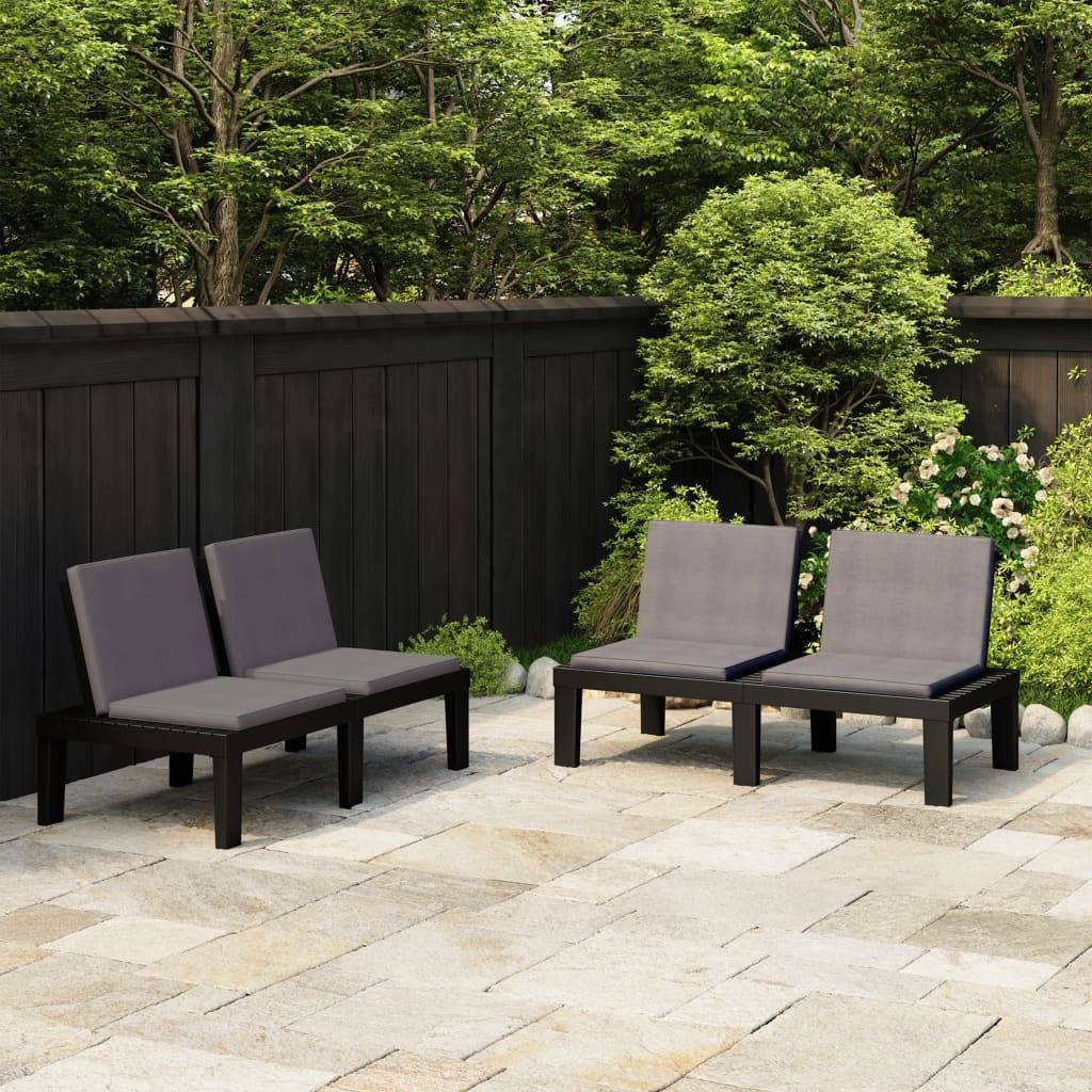 PANGIVO - Lot de 2 bancs de jardin plastique gris 130 x 65 x 70 cm - PANGIVO