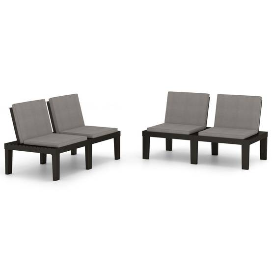 PANGIVO - Lot de 2 bancs de jardin plastique gris 130 x 65 x 70 cm - PANGIVO - Image 2