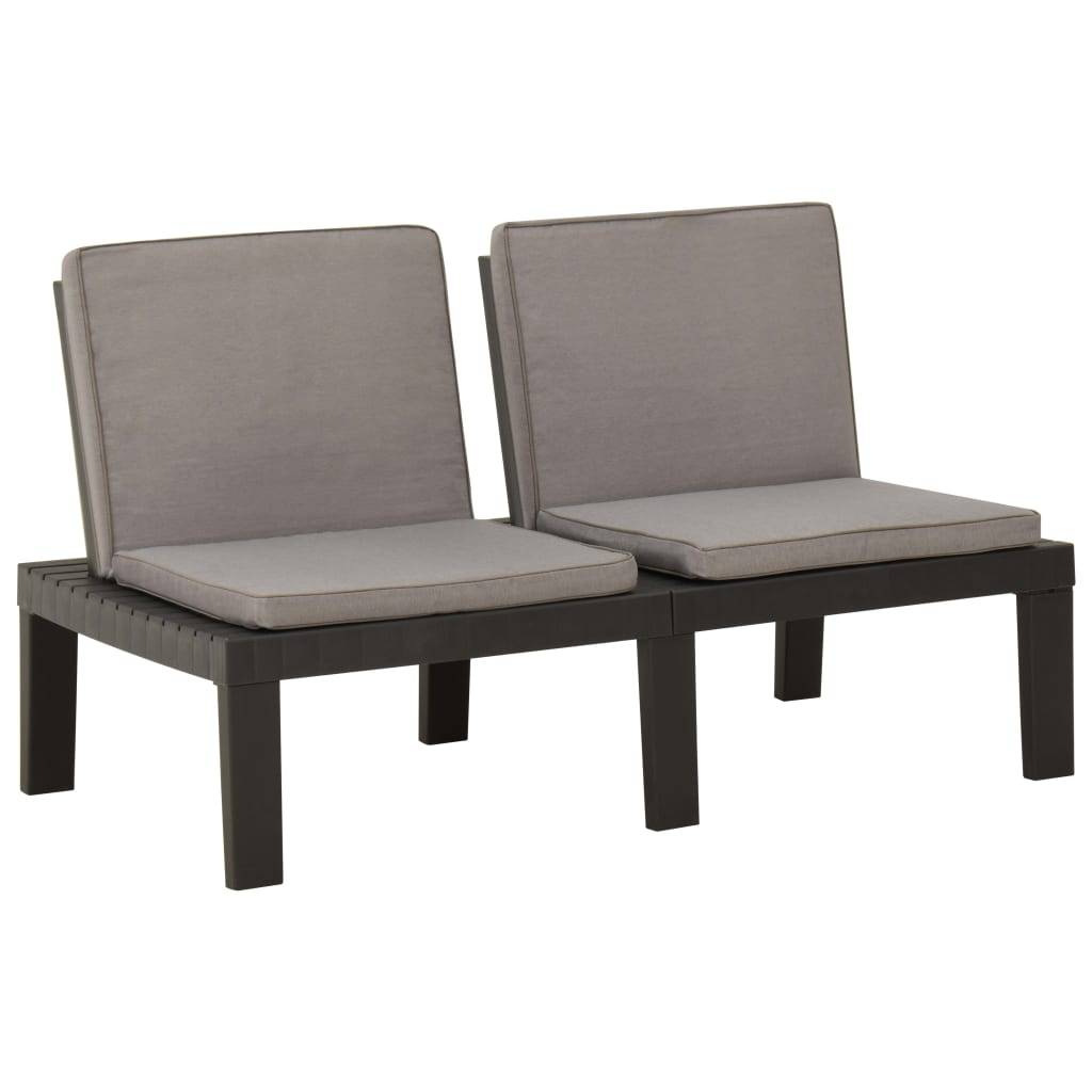 PANGIVO - Lot de 2 bancs de jardin plastique gris 130 x 65 x 70 cm - PANGIVO - Image 4