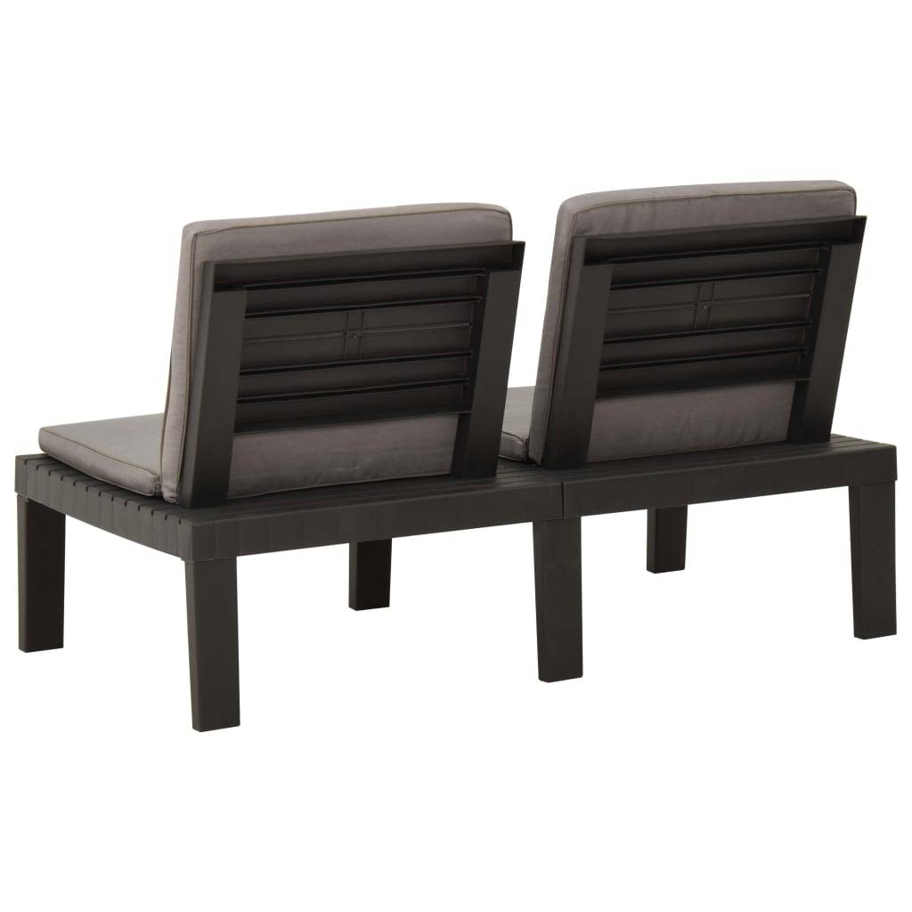 PANGIVO - Lot de 2 bancs de jardin plastique gris 130 x 65 x 70 cm - PANGIVO - Image 7