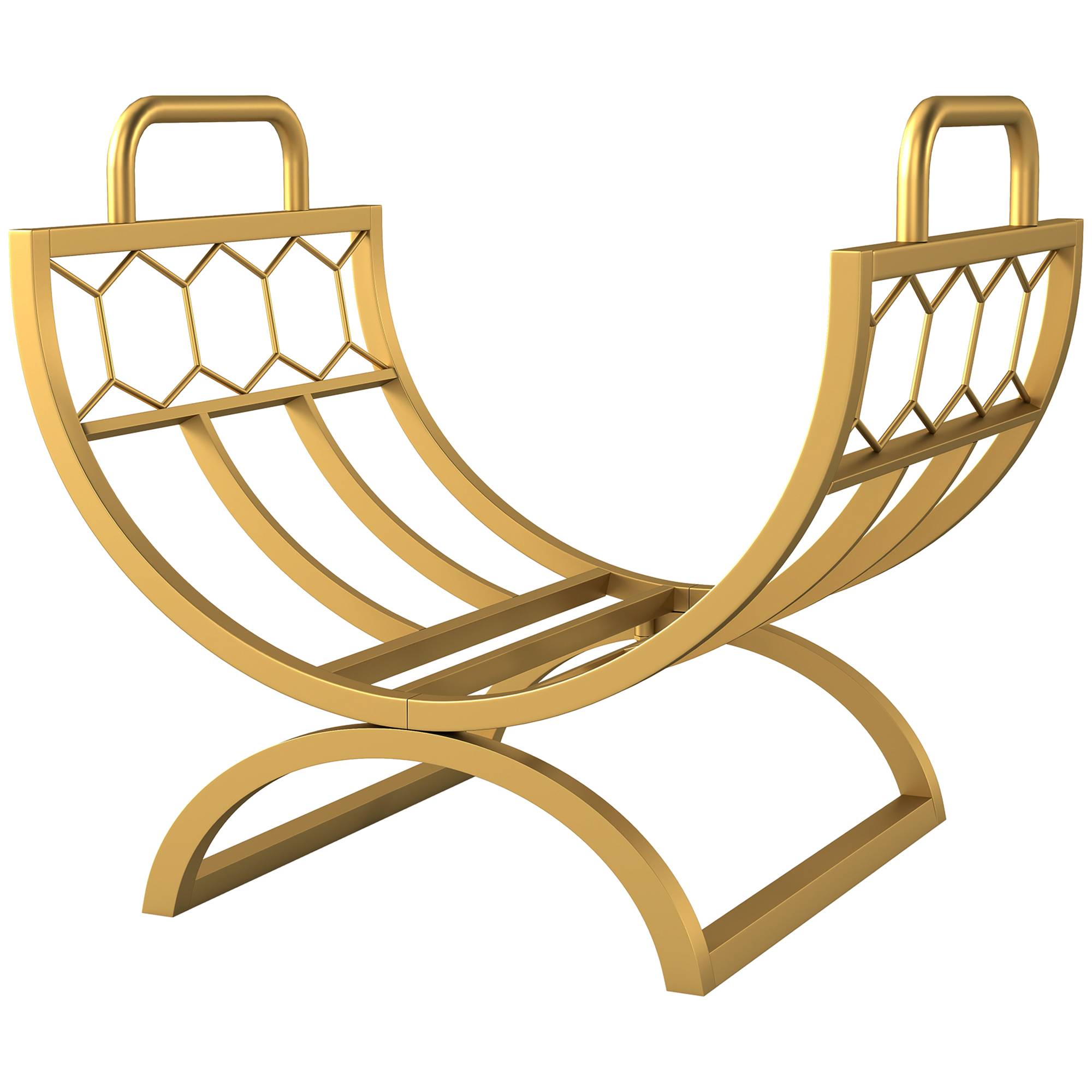 ComfortXL - Porte-bûches métal doré 46 x 36 x 41 cm intérieur cheminée design nid d’abeille compact et décoratif - Image 2