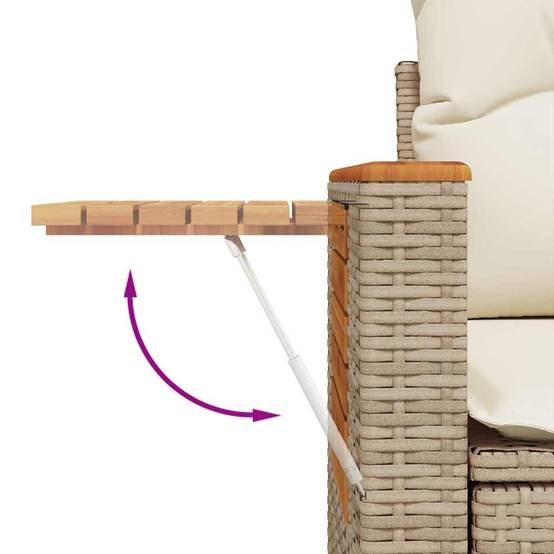 Salon de jardin 8 éléments polyrotin beige avec table ajustable et coffres de rangement intégrés – ComfortXL Outdoor Living - Image 4