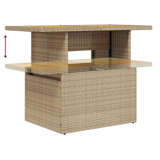 Salon de jardin 8 éléments polyrotin beige avec table ajustable et coffres de rangement intégrés – ComfortXL Outdoor Living - Image 3