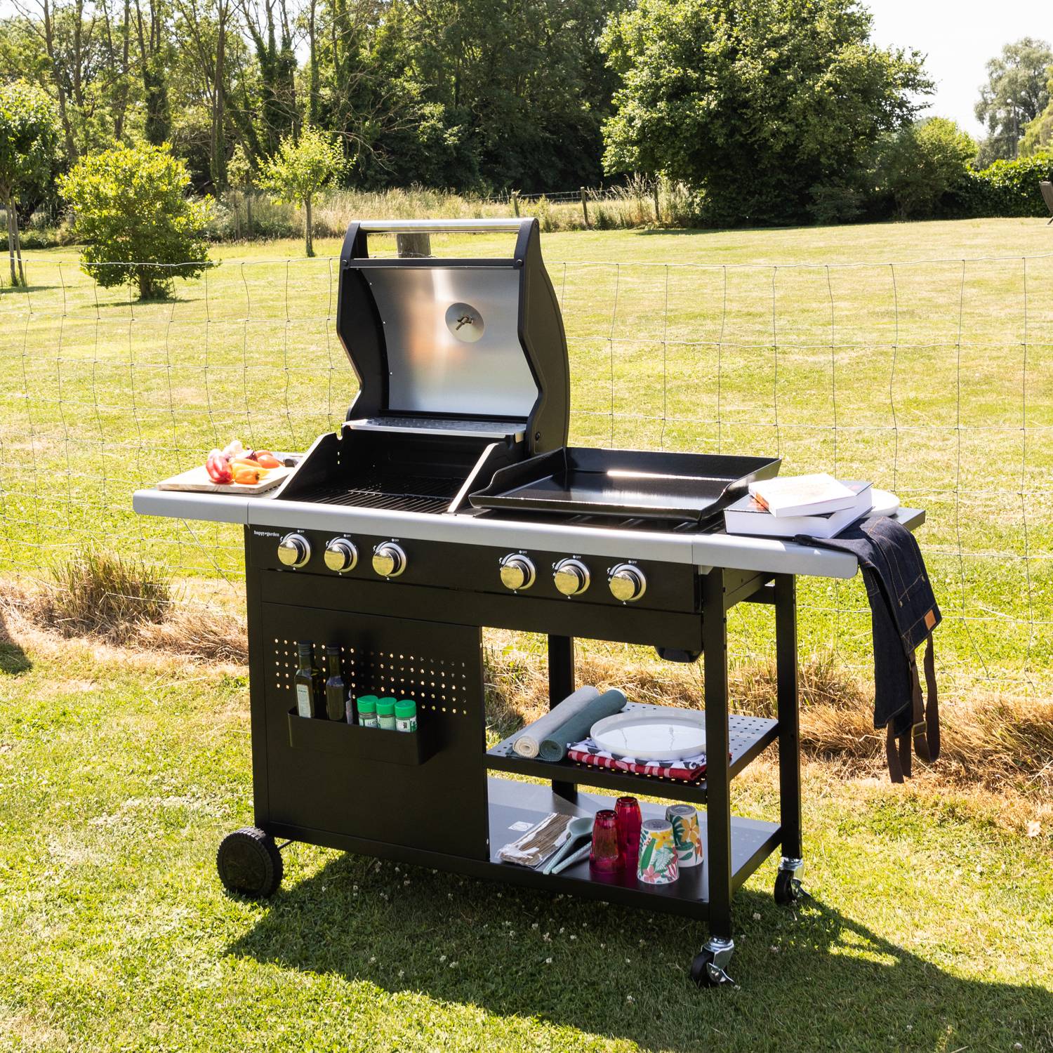 Happy Garden - Barbecue duo au gaz VESUVIO - 3 brûleurs + plancha 3 brûleurs - HAPPY GARDEN - Imagen 2
