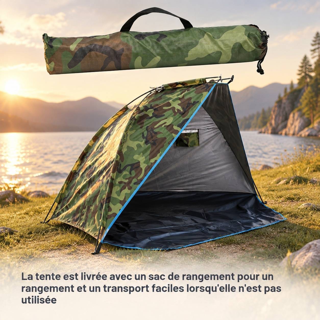 Tente de Pêche Portable Extérieur Anti UV Imperméable Camping Deux Personnes - Image 5