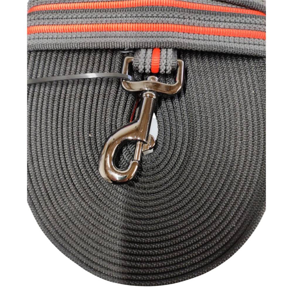 Laisse d'entraînement en nylon. 15 mètres x 25 mm  orange. pour chien. - Imagen 2