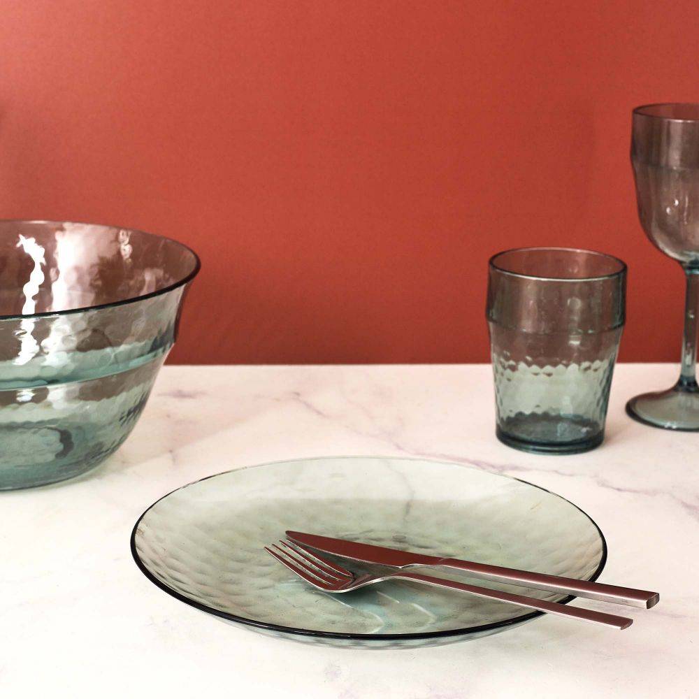 The Home Deco Factory - Assiettes en plastique effet martelé (Lot de 6) Bleu turquoise - Imagen 2