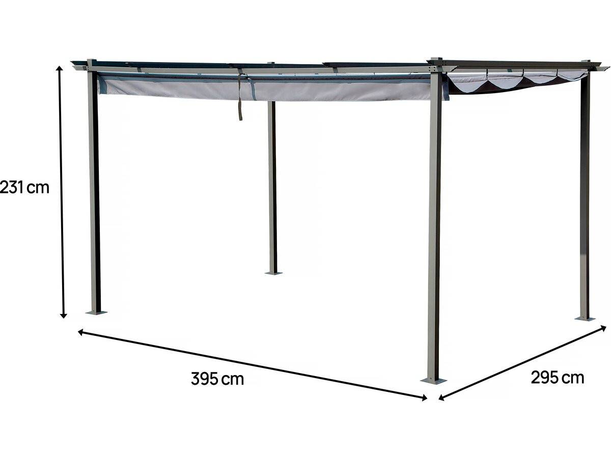 Pergola En Métal Avec Toit Rétractable - 3 X 4 M - Gris Anthracite -habitat Et Jardin - Imagen 3