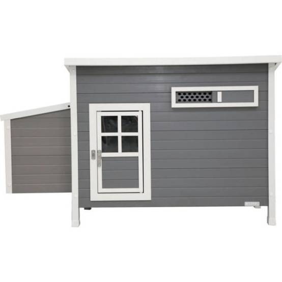 Kerbl Poulailler Barney Plastique 2-4 poules - 137x73x83 cm - Gris et blanc - 60% PVC 40% bois - Image 1