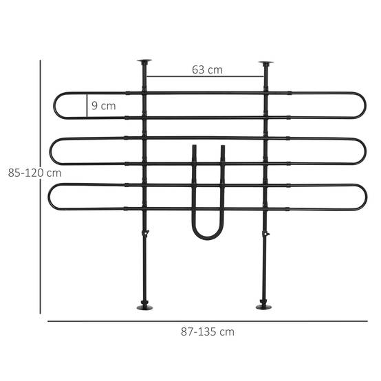 Barrière sécurité chien voiture, grille acier universelle coffre, L/H réglables 87-135x85-120cm, noire - Image 4