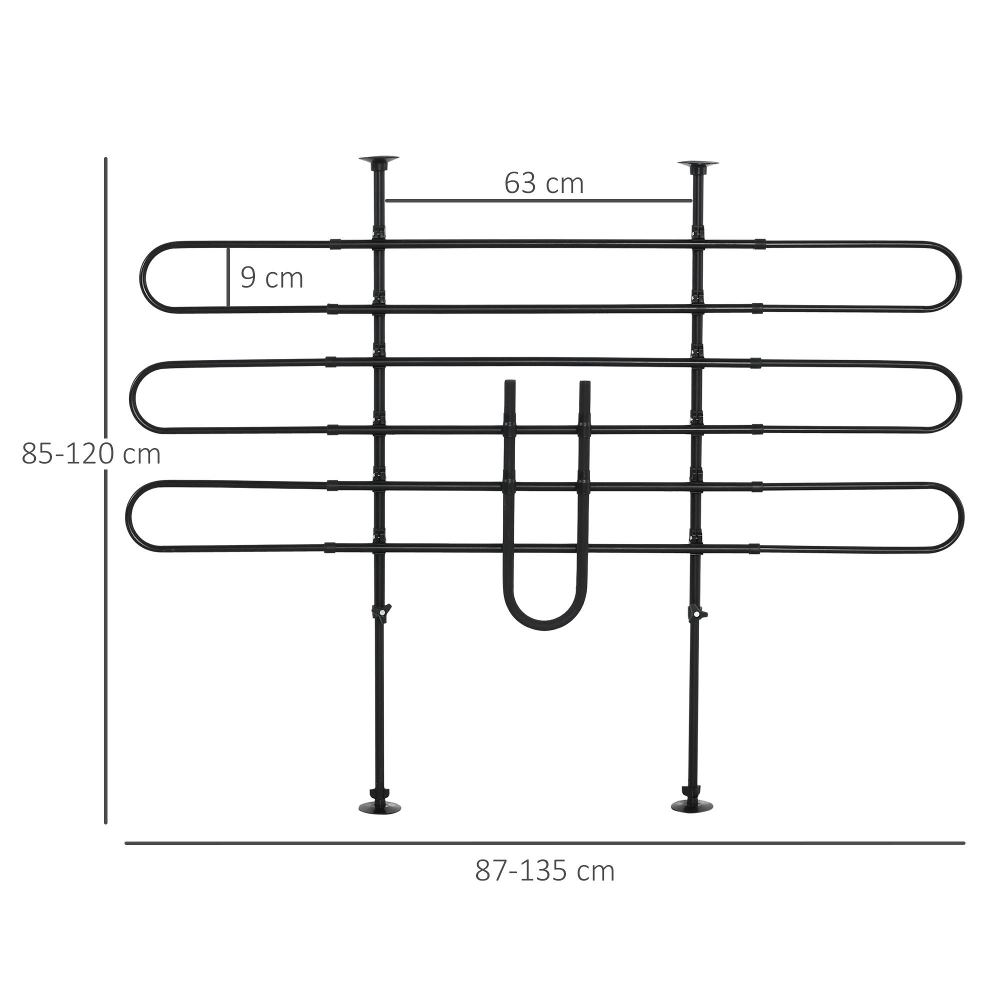 Barrière sécurité chien voiture, grille acier universelle coffre, L/H réglables 87-135x85-120cm, noire - Image 4
