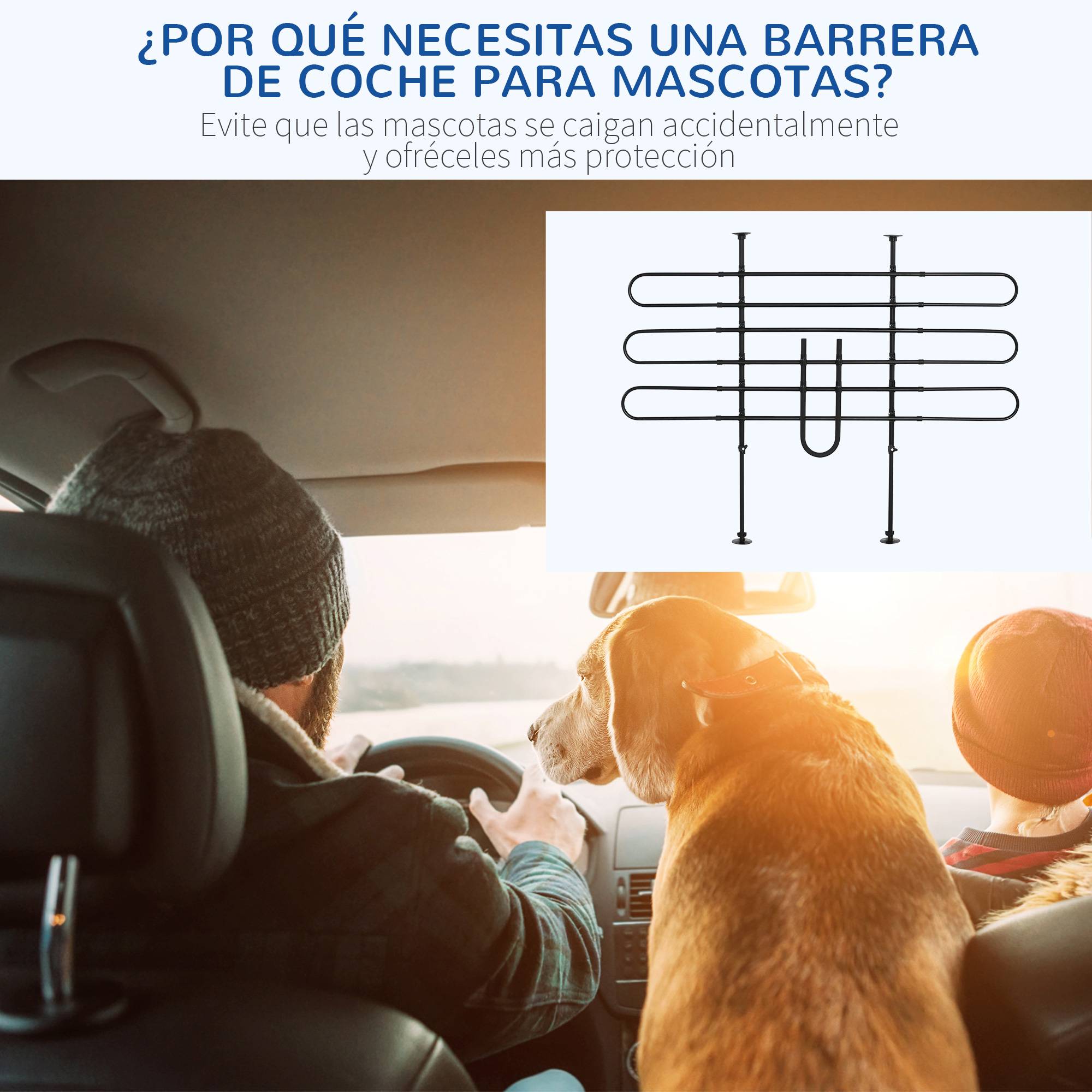 Barrière sécurité chien voiture, grille acier universelle coffre, L/H réglables 87-135x85-120cm, noire - Image 7