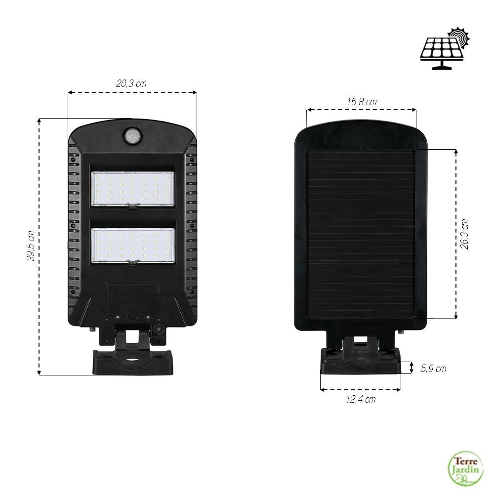 Lampe radar solaire 1000 lumens 39,5 cm – Double panneau orientable, détecteur de mouvement, éclairage 90 m² - TERRE JARDIN - Image 3