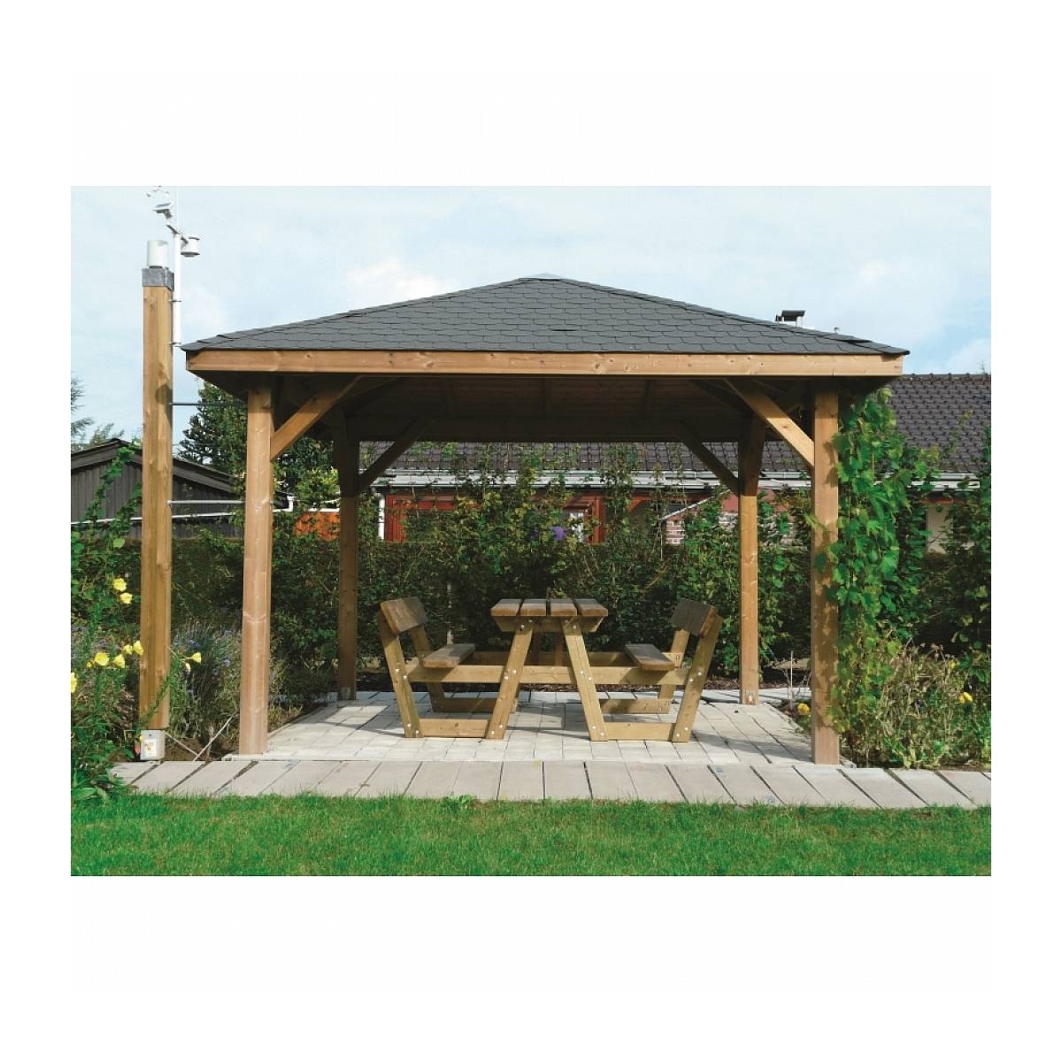 Kiosque en Bois SOLID Abri de Jardin Maisonnette Chalet 347x347 cm - Image 1