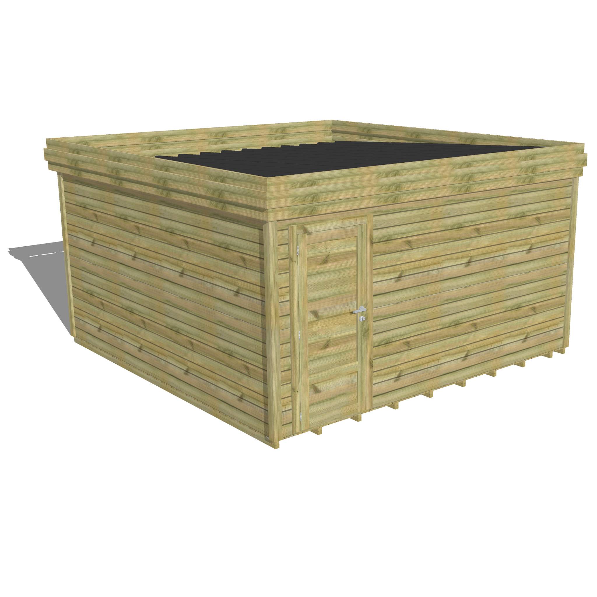 ABRI DE JARDIN bois  autoclave 27mm - 4,34x4,34m / 19m2 - Bac acier - Plancher bois - Image 1