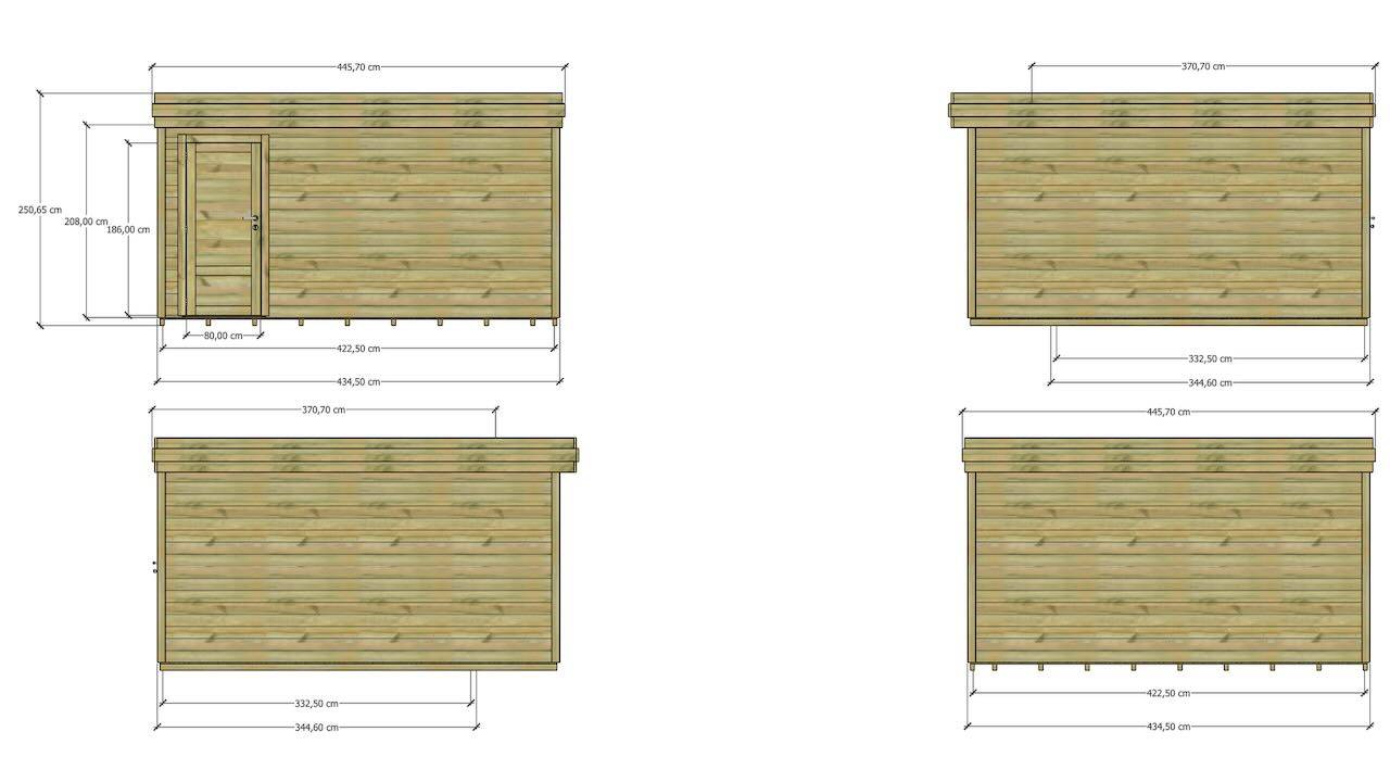 ABRI DE JARDIN bois autoclave 27mm - 4,34x4,34m / 19m2 - Bac acier - Plancher bois - Image 4