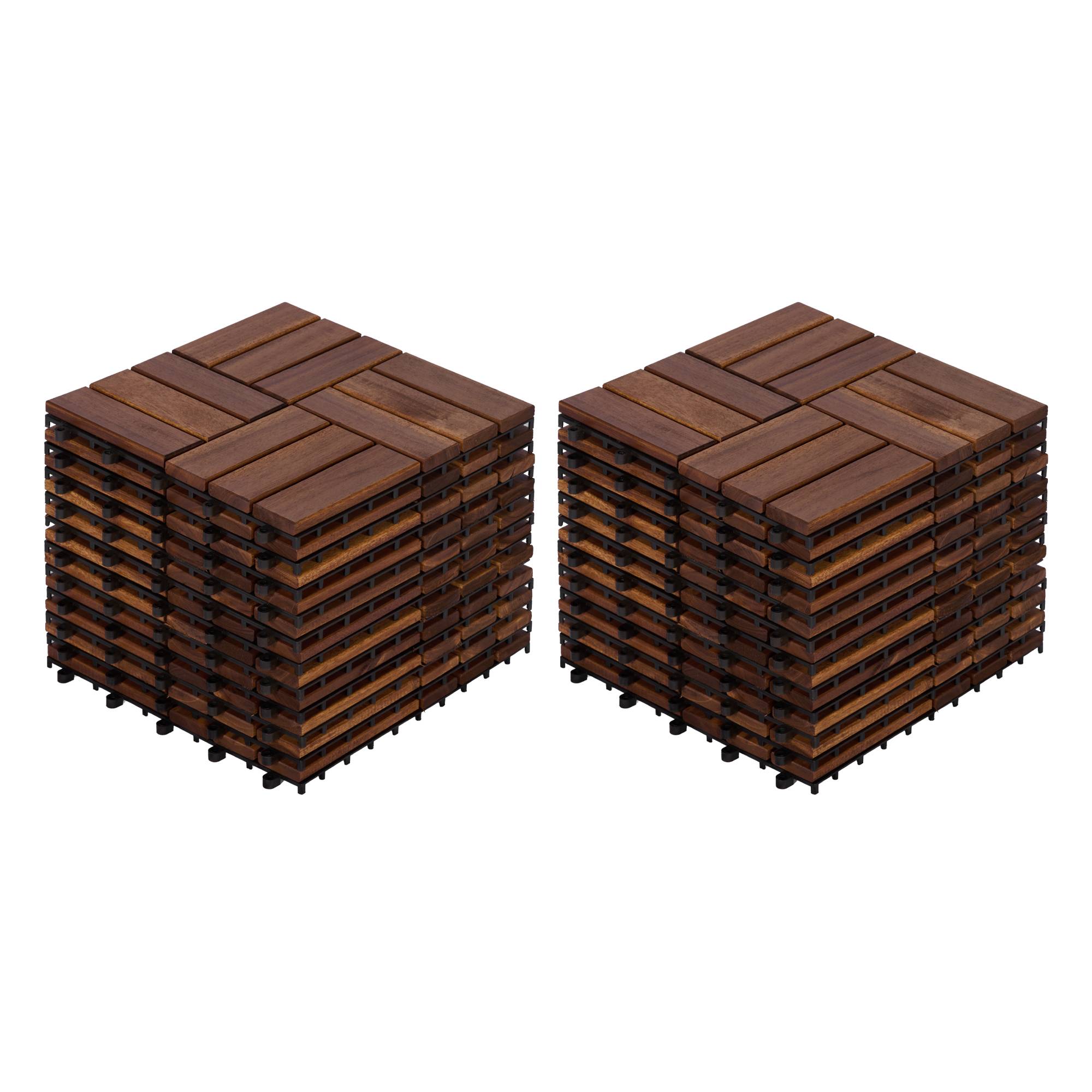 ComfortXL - Dalles terrasse clipsables Bois acacia Jardin Balcon Imperméable 30x30cm Marron 22pcs - ComfortXL Outdoor Living - Image 1