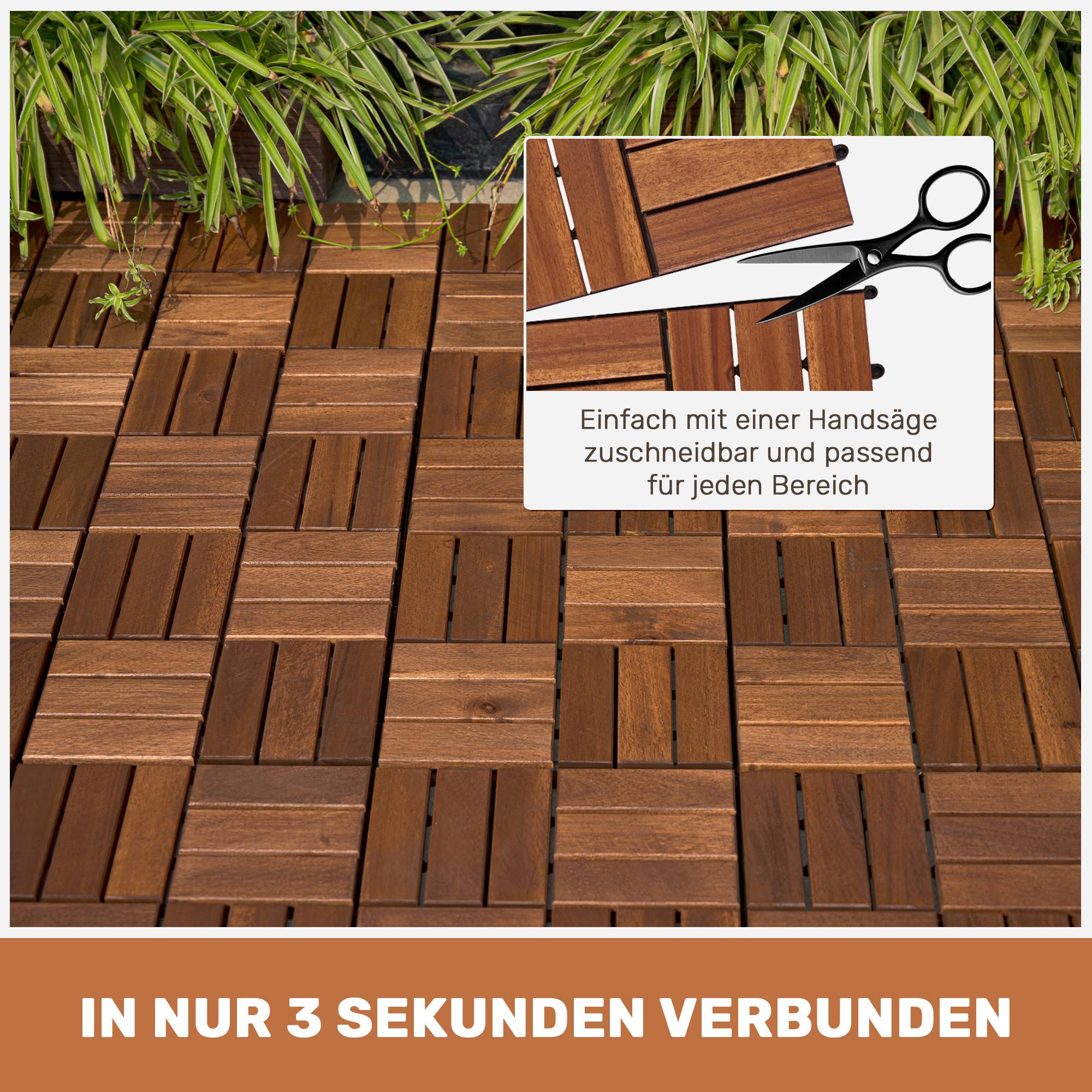 ComfortXL - Dalles terrasse clipsables Bois acacia Jardin Balcon Imperméable 30x30cm Marron 22pcs - ComfortXL Outdoor Living - Image 3