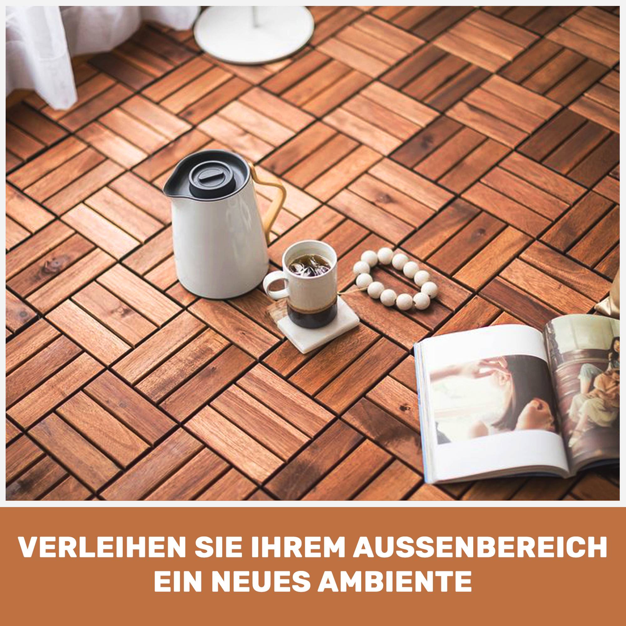 ComfortXL - Dalles terrasse clipsables Bois acacia Jardin Balcon Imperméable 30x30cm Marron 22pcs - ComfortXL Outdoor Living - Image 4