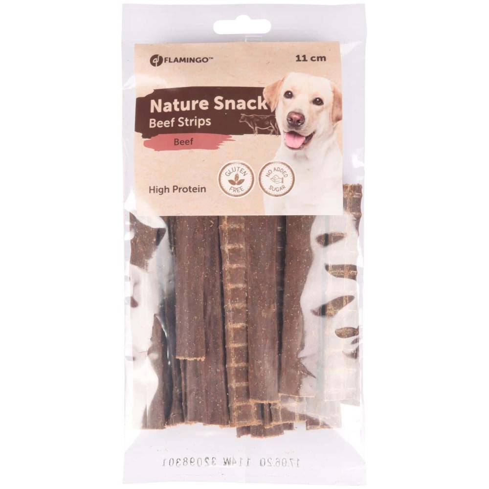 Flamingo - Friandise naturel au bœuf, bandes de 11 cm 100 g pour chien - Imagen 1