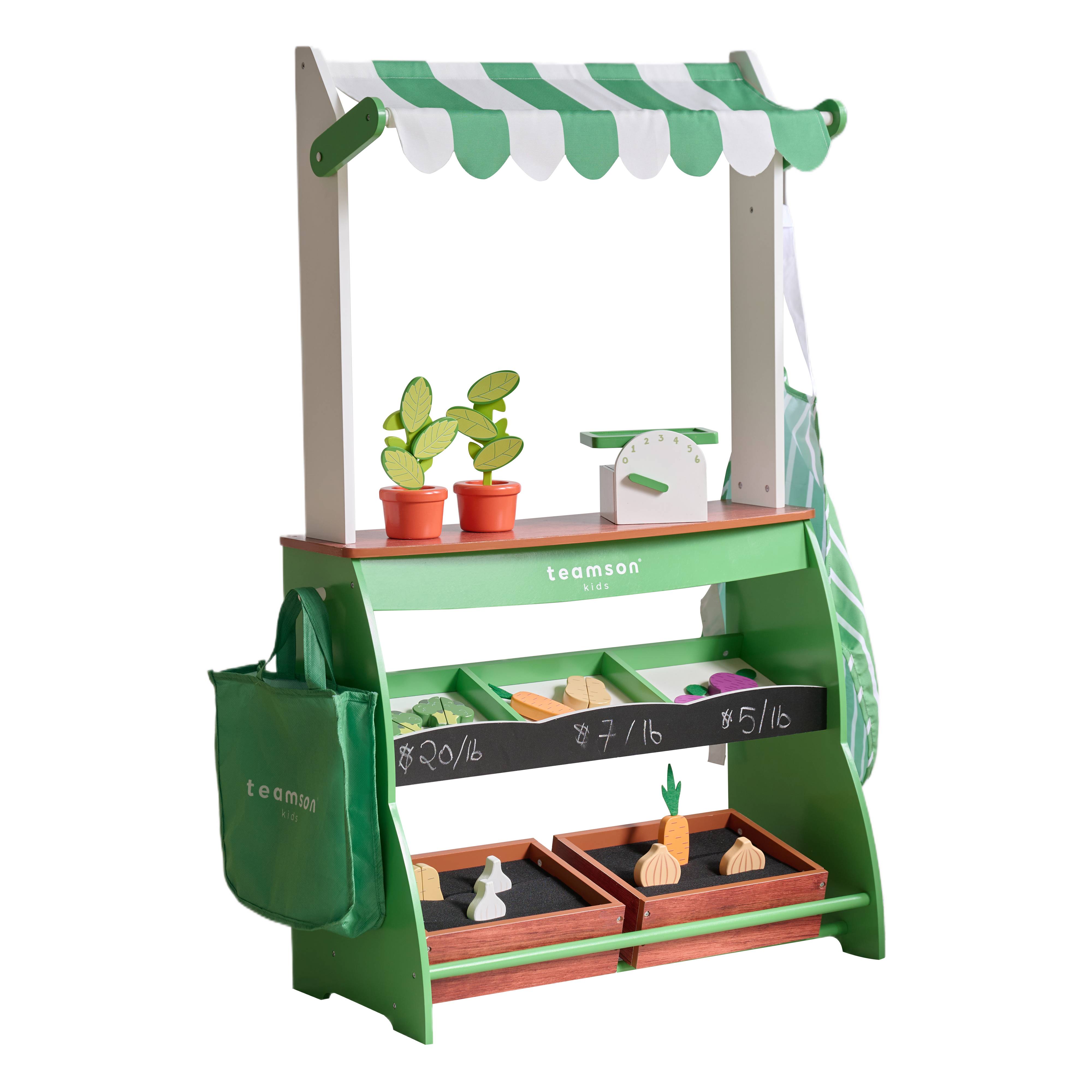 Étal de marché de l'ensemble de jeu d'accessoires, 100 cm, Vert Teamson Kids