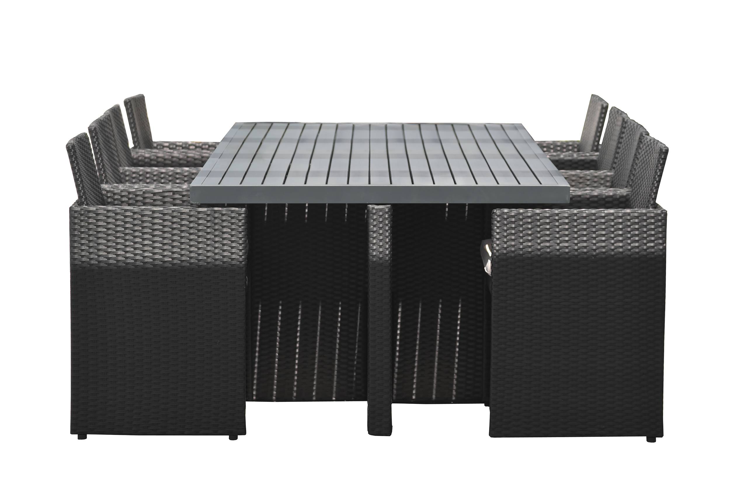 Dcb Garden - Ensemble repas encastrable 8 places résine tresséee - Noir - PVC-8-ALU - Imagen 5