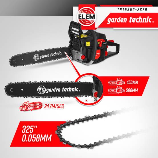 Elem Garden Technic - Tronçonneuse thermique 58CC - guide 50cm livrée avec 2 chaînes - Elem Garden - Image 3