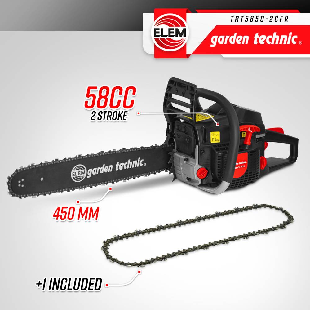 Elem Garden Technic - Tronçonneuse thermique 58CC - guide 50cm livrée avec 2 chaînes - Elem Garden - Image 2