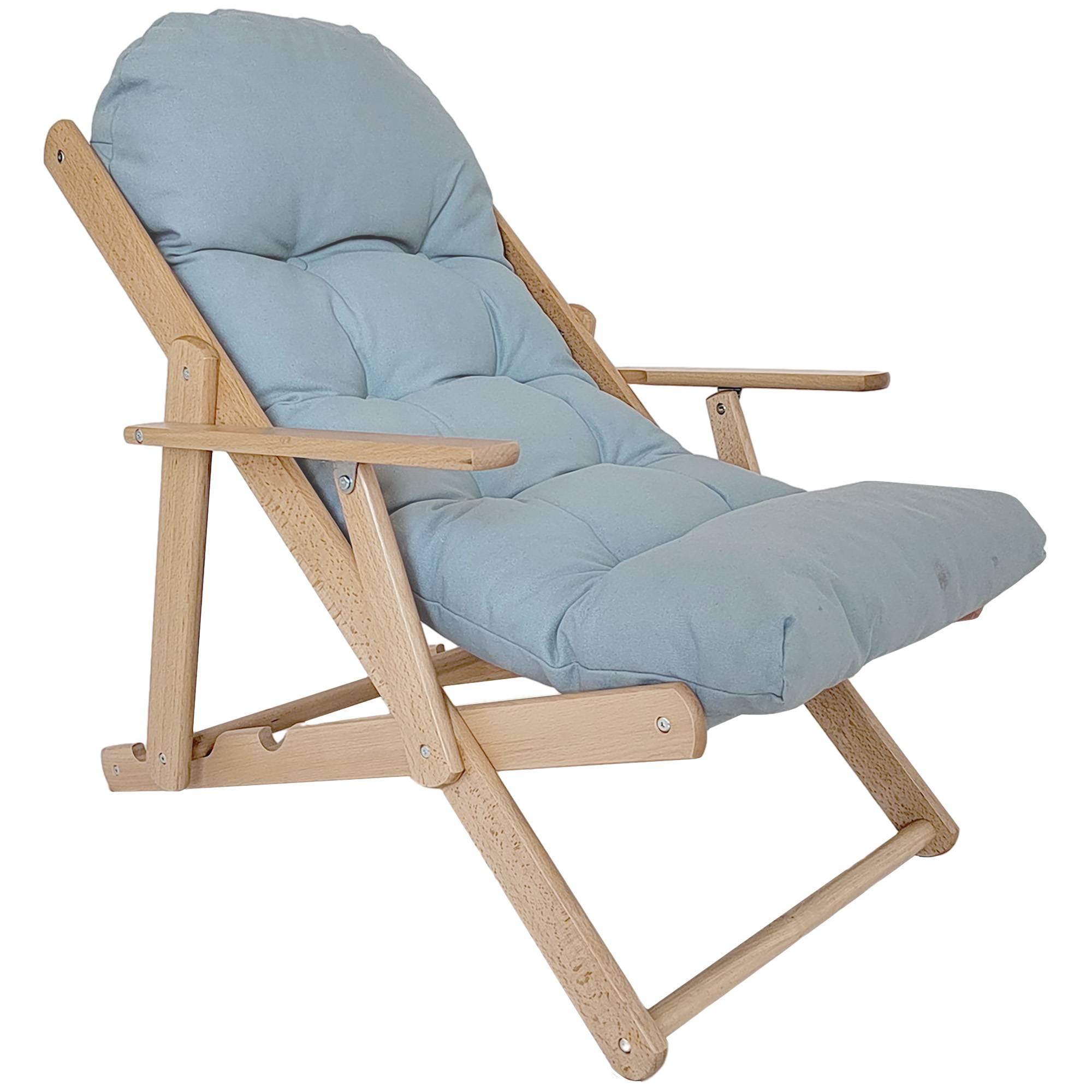 Fauteuil d'appoint inclinable, dossier réglable, structure en hêtre, jusqu'à 120 kg, gris clair - Image 1