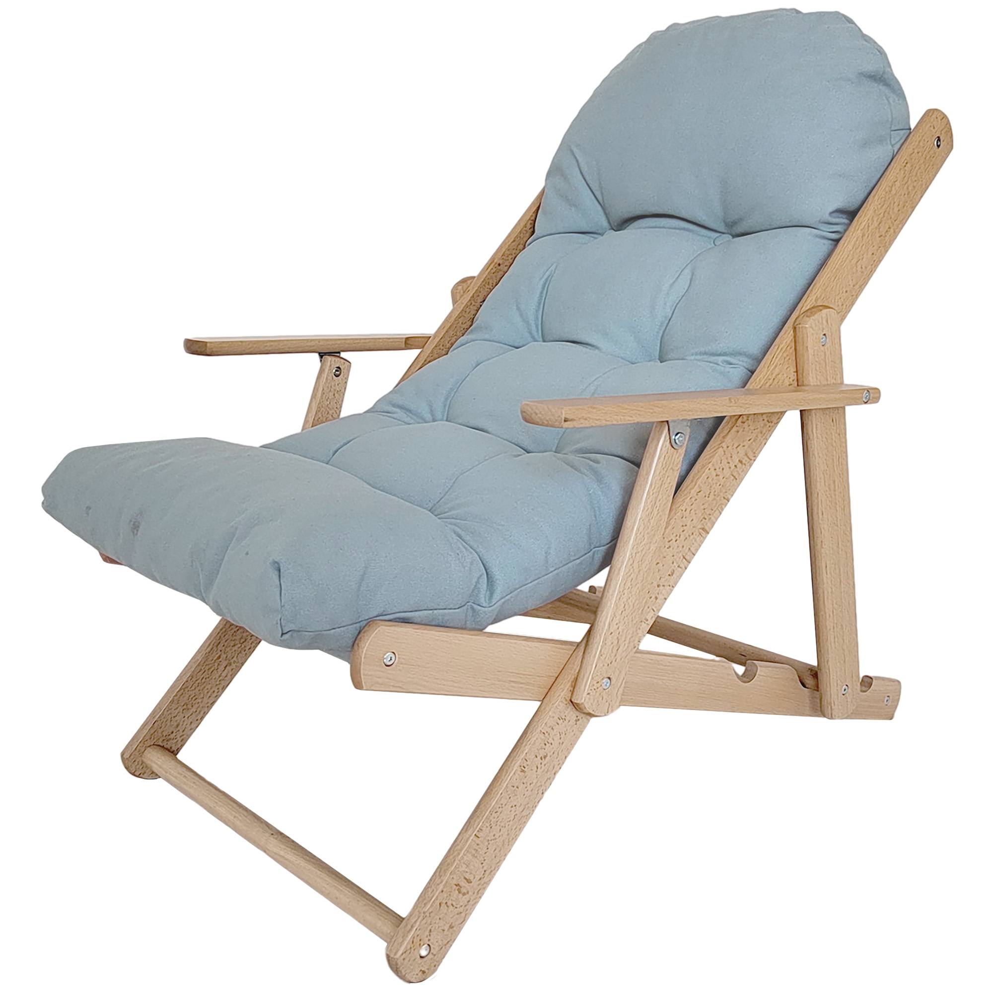 Fauteuil d'appoint inclinable, dossier réglable, structure en hêtre, jusqu'à 120 kg, gris clair - Image 2